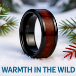 Load image into Gallery viewer, Mens Black Ceramic Redwood Inlaid Wedding Ring - Beveled Edges Comfort Fit - 8mm Wide - Style name: CERISE
