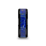 Load image into Gallery viewer, Mens Black Ceramic Blue Lapis Inlay Wedding Ring - Polished Beveled Comfort Fit - 8mm Wide - Style name: MARLOW
