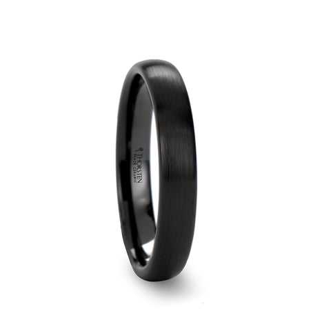 Mens Black Ceramic Domed Wedding Ring - Brush Finished Comfort Fit - 2mm 4mm 6mm 8mm 10mm 12mm Wide - Style name: ATTOR