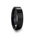 Load image into Gallery viewer, Mens Black Ceramic Flat Wedding Ring - Polish Finished Comfort Fit - 2mm 4mm 6mm 8mm 10mm 12mm Wide - Style name: FRAENER

