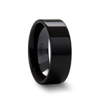 Load image into Gallery viewer, Mens Black Ceramic Flat Wedding Ring - Polish Finished Comfort Fit - 2mm 4mm 6mm 8mm 10mm 12mm Wide - Style name: FRAENER
