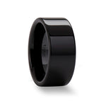 Load image into Gallery viewer, Mens Black Ceramic Flat Wedding Ring - Polish Finished Comfort Fit - 2mm 4mm 6mm 8mm 10mm 12mm Wide - Style name: FRAENER
