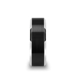 Load image into Gallery viewer, Mens Tungsten Carbide Brushed Finish Black Ceramic Center Wedding Ring - Beveled Comfort Fit - 6mm 8mm Wide - Style name: ARDEN
