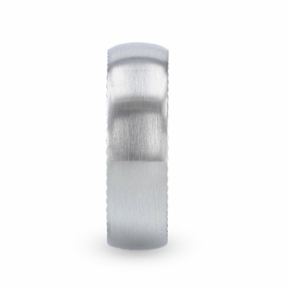 Mens Cobalt Rope Patterned Edges Domed Wedding Ring - Brushed Finish Comfort Fit - 8mm Wide - Style name: DYNAMO