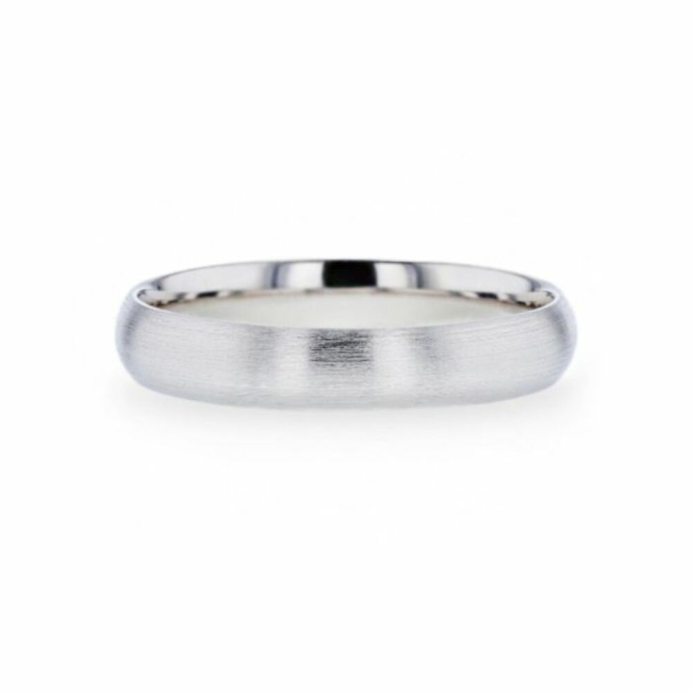 Mens Womens Silver Brushed Finish Wedding Ring - Domed Comfort Fit - 4mm 8mm Wide - Style name: EMPEROR