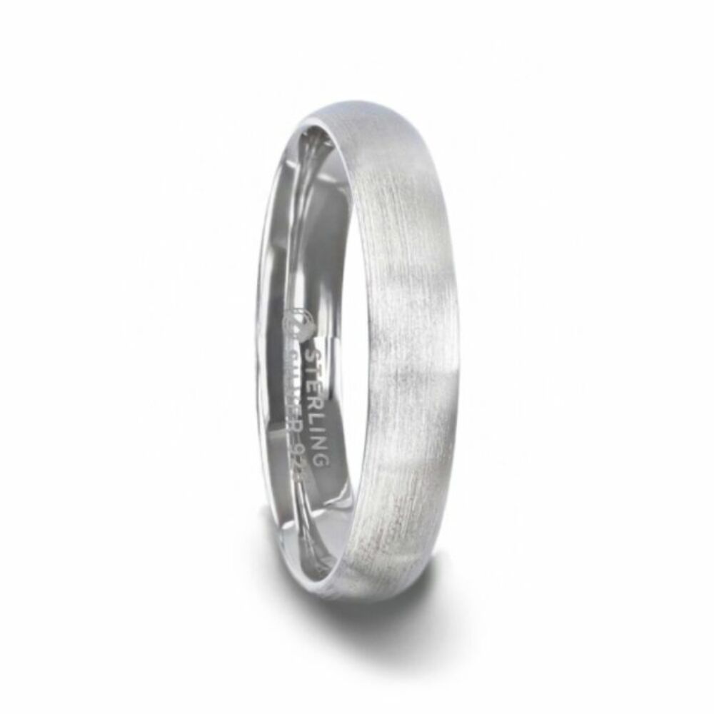 Mens Womens Silver Brushed Finish Wedding Ring - Domed Comfort Fit - 4mm 8mm Wide - Style name: EMPEROR