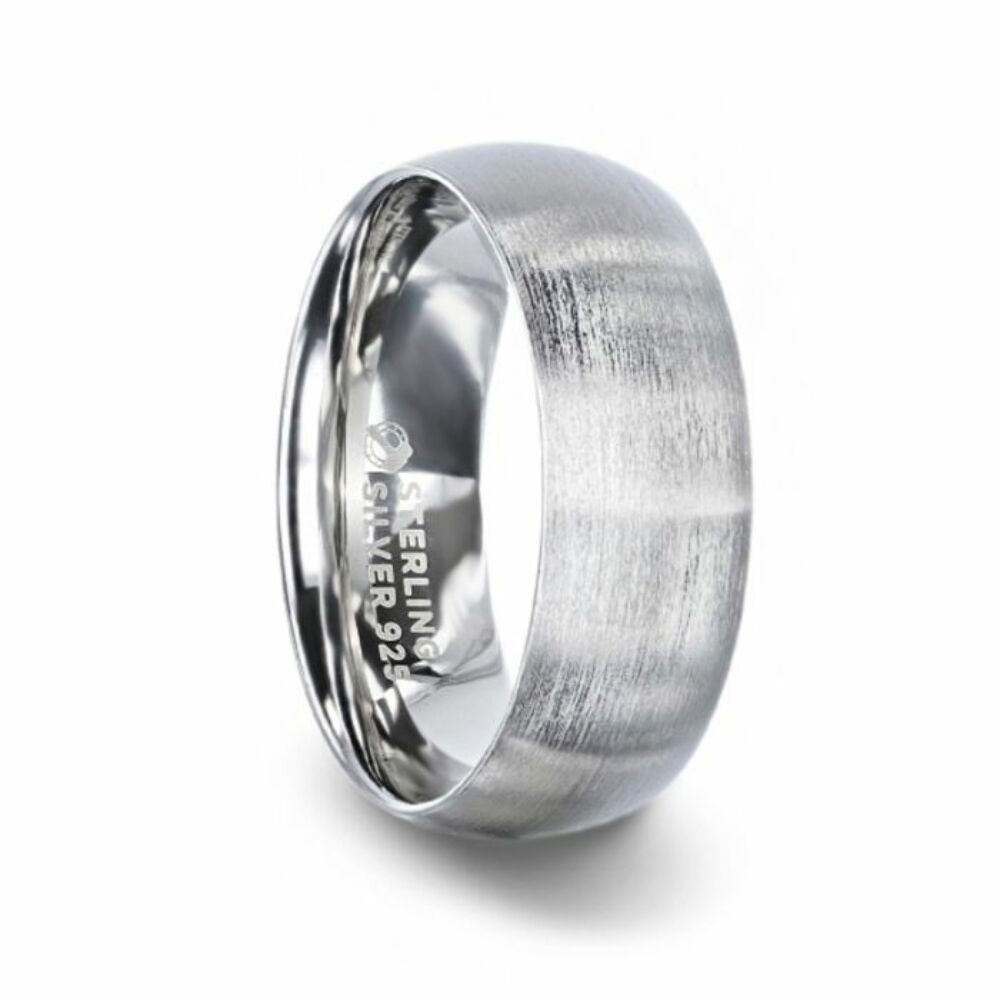 Mens Womens Silver Brushed Finish Wedding Ring - Domed Comfort Fit - 4mm 8mm Wide - Style name: EMPEROR