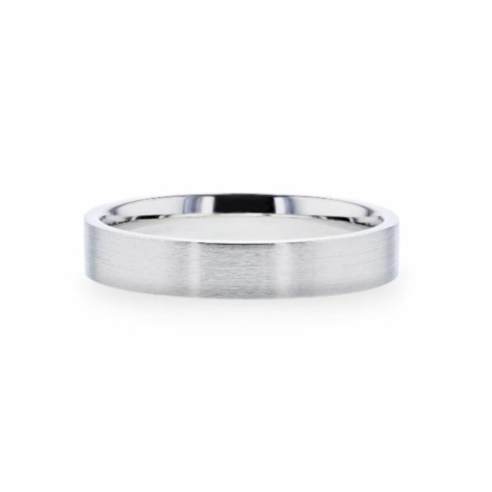 Mens Womens Silver Brushed Finish Wedding Ring - Flat Comfort Fit - 4mm 8mm Wide - Style name: ARISTOCRAT