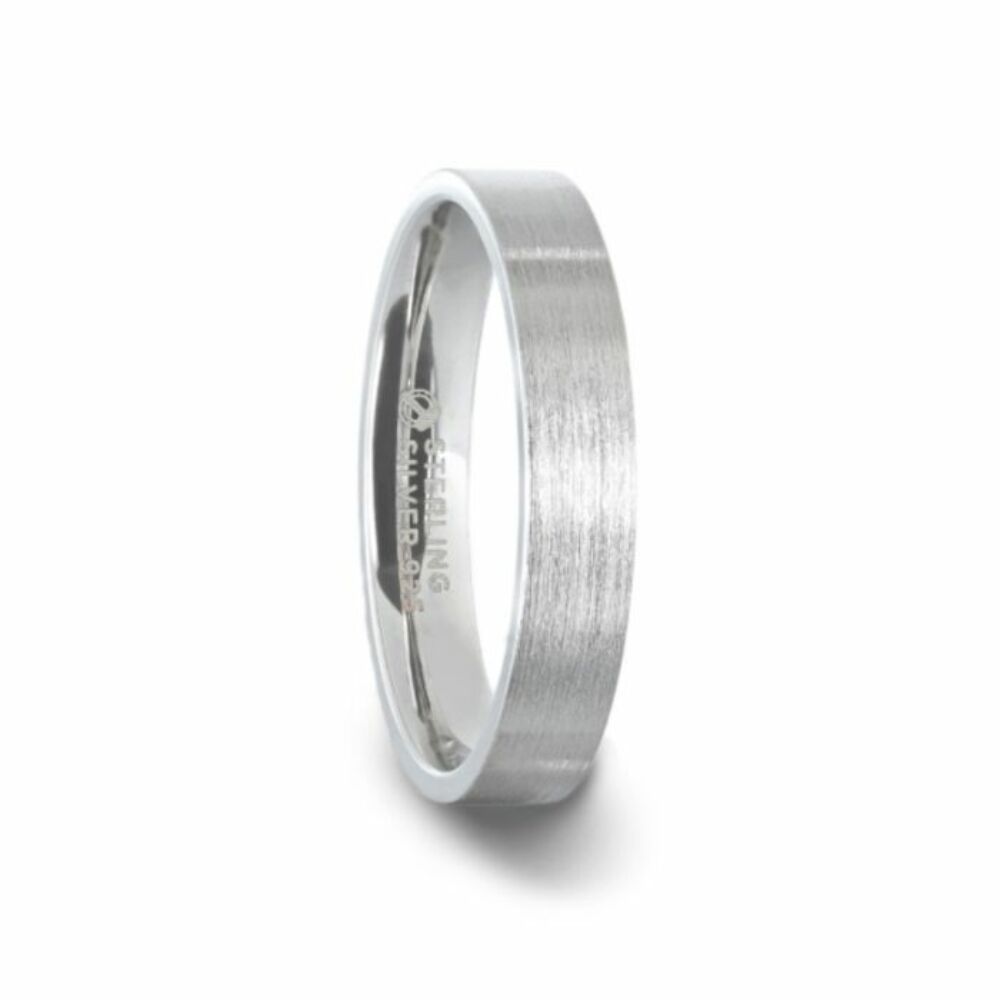 Mens Womens Silver Brushed Finish Wedding Ring - Flat Comfort Fit - 4mm 8mm Wide - Style name: ARISTOCRAT