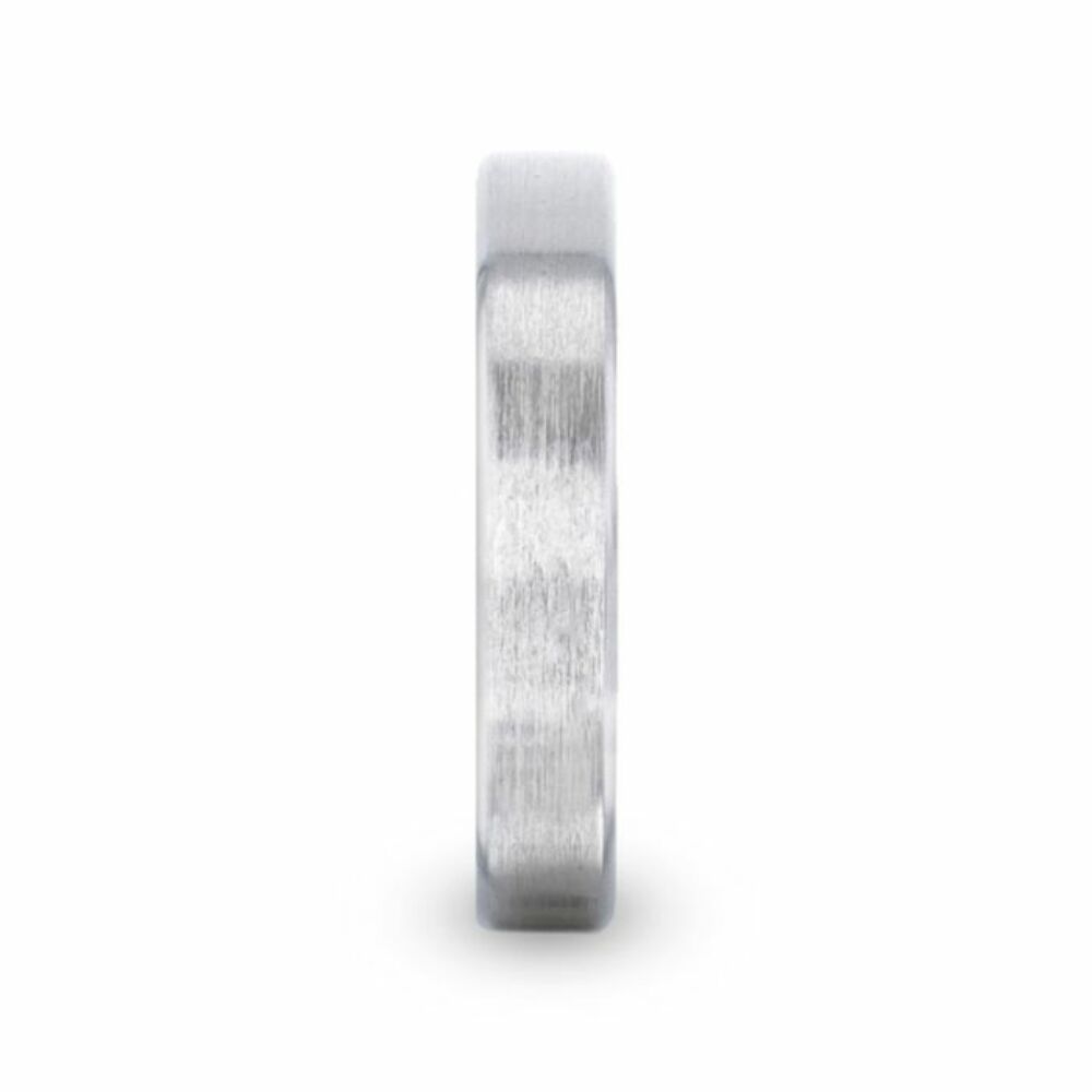 Mens Womens Silver Brushed Center Beveled Edges Wedding Ring - Flat Comfort Fit - 4mm 8mm Wide - Style name: CASPER