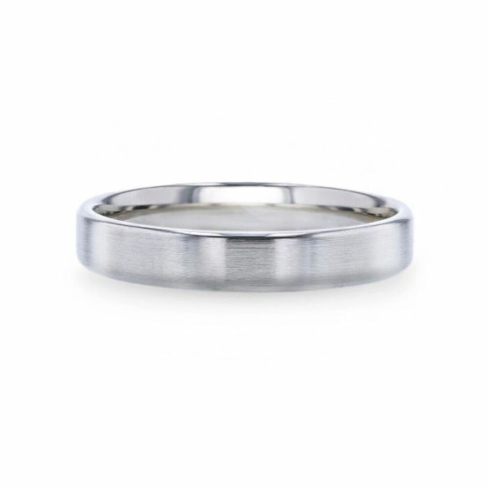 Mens Womens Silver Brushed Center Beveled Edges Wedding Ring - Flat Comfort Fit - 4mm 8mm Wide - Style name: CASPER