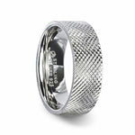 Load image into Gallery viewer, Mens Womens Silver Cross-Hatched Finish Wedding Ring - Flat Comfort Fit - 4mm 8mm Wide - Style name: NOBLE
