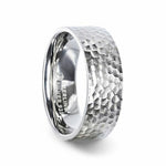 Load image into Gallery viewer, Mens Womens Silver Hammered Finish Wedding Ring - Flat Comfort Fit - 4mm 8mm Wide - Style name: SILVERADO
