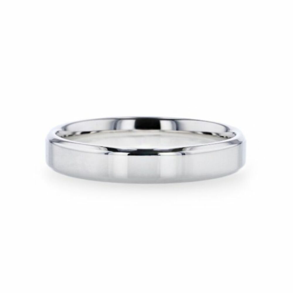 Mens Womens Silver polished Finish Flat Center Wedding Ring - Beveled Edges Comfort Fit - 4mm 8mm Wide - Style name: LUCID
