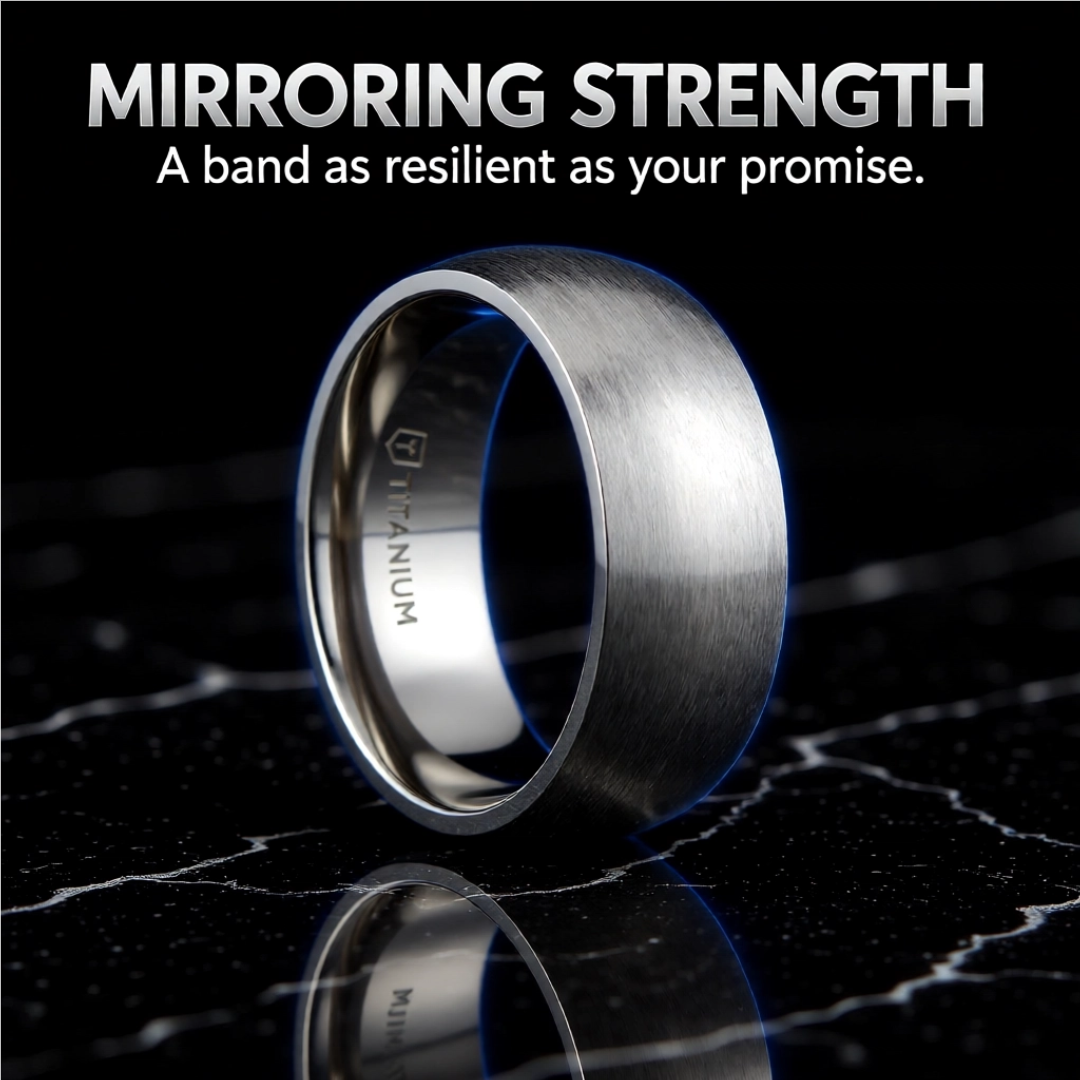 Mens Titanium Brushed Finish Wedding Ring - Domed Comfort Fit - 6mm 8mm Wide - Style name: ERIS