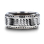 Load image into Gallery viewer, Mens Titanium Steel Chain Round Black Diamonds Wedding Ring - Polished Beveled Comfort Fit - 10mm Wide - Style name: GAUNTLET
