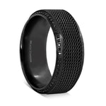 Load image into Gallery viewer, Mens Steel Chain Black Titanium Round Black Diamonds Wedding Ring - Polished Beveled Edges Comfort Fit - 10mm Wide - Style name: KNIGHT
