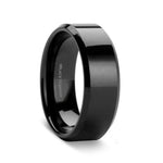 Load image into Gallery viewer, Mens Titanium Black Wedding Ring - Beveled Comfort Fit - 8mm Wide - Style name: EXODUS
