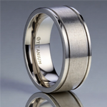 Load image into Gallery viewer, Mens Titanium Pipe Cut Finish Wedding Ring - Brushed Comfort Fit - 8mm Wide - Style name: FAIRFIELD

