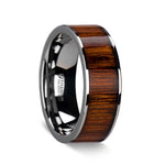 Load image into Gallery viewer, Mens Titanium Rare Koa Wood Inlay Wedding Ring - Flat Comfort Fit - 8mm Wide - Style name: HONUA
