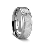 Load image into Gallery viewer, Mens Titanium Raised Hammered Finish Step Edges Wedding Ring - Polished Comfort Fit - 8mm Wide - Style name: MINISTER
