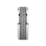 Load image into Gallery viewer, Mens Titanium White Carbon Fiber Inlay Wedding Ring - Beveled Comfort Fit - 8mm Wide - Style name: TANTALUS
