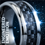 Load image into Gallery viewer, Mens Titanium White Carbon Fiber Inlay Wedding Ring - Beveled Comfort Fit - 8mm Wide - Style name: TANTALUS
