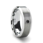 Load image into Gallery viewer, Mens Tungsten Black Diamond Polished Beveled Edges Wedding Ring - Brushed Comfort Fit - 6mm 8mm Wide - Style name: LYSANDRA
