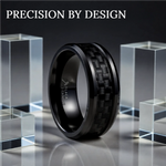 Load image into Gallery viewer, Mens Black Titanium Black Carbon Fiber Inlaid Wedding Ring - Polished Beveled Comfort Fit - 6mm 8mm Wide - Style name: OXYN
