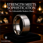 Load image into Gallery viewer, Mens Titanium Brushed Raised Center Wedding Ring - Polished Step Edges Comfort Fit - 6mm 8mm Wide - Style name: RHINOX
