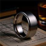 Load image into Gallery viewer, Mens Titanium Brushed Raised Center Wedding Ring - Polished Step Edges Comfort Fit - 6mm 8mm Wide - Style name: RHINOX
