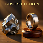 Load image into Gallery viewer, Mens Titanium Brushed Raised Center Wedding Ring - Polished Step Edges Comfort Fit - 6mm 8mm Wide - Style name: RHINOX
