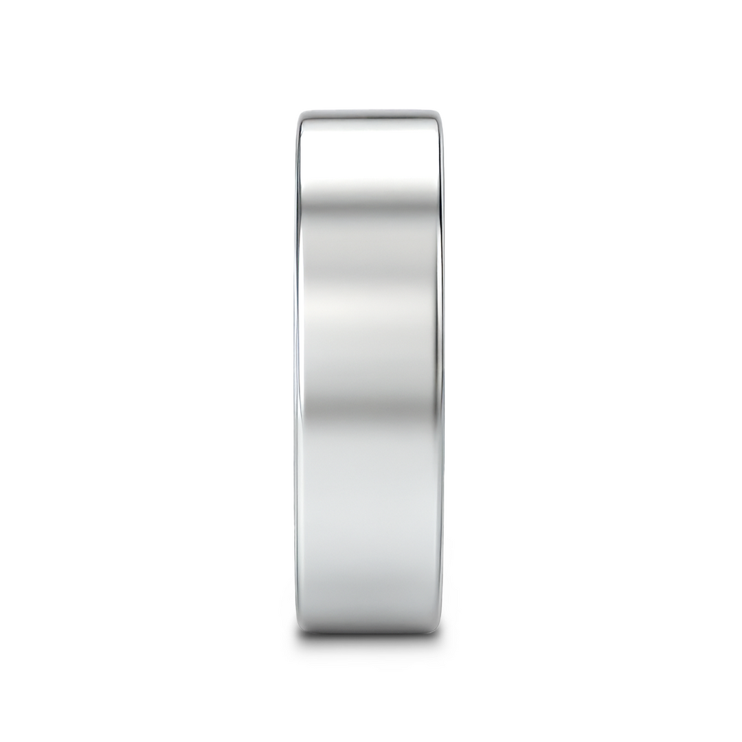 Mens Titanium Flat Style Wedding Ring - Polished Finish Comfort Fit - 6mm 8mm Wide - Style name: HARDY