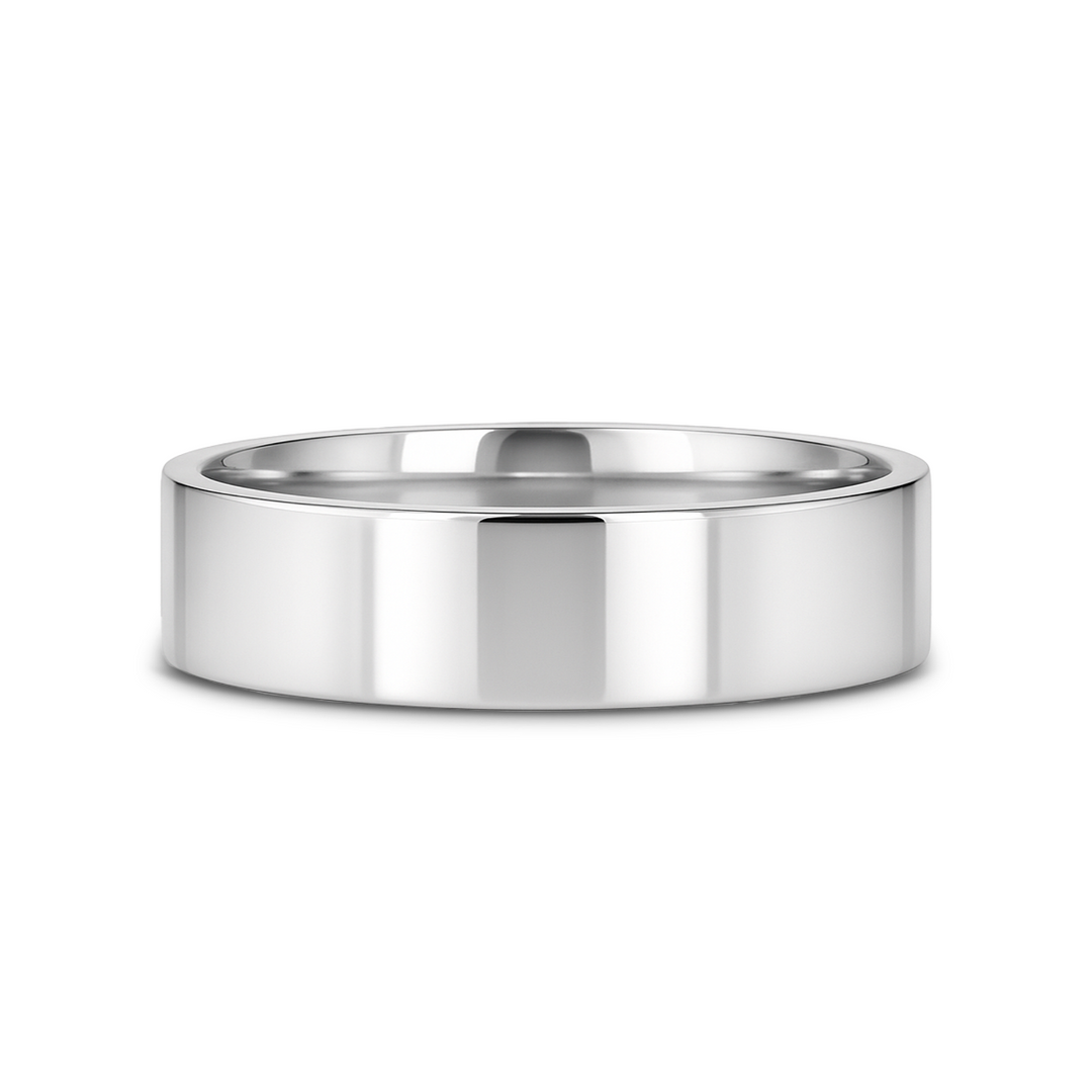Mens Titanium Flat Style Wedding Ring - Polished Finish Comfort Fit - 6mm 8mm Wide - Style name: HARDY