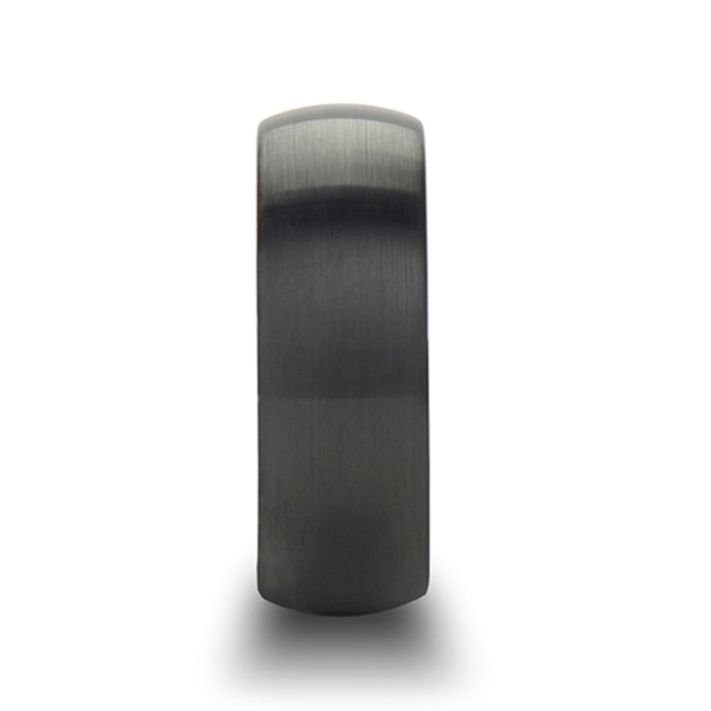 Mens Black Titanium Domed Wedding Ring - Brushed Finish Comfort Fit - 6mm 8mm Wide - Style name: MARAUDER