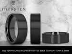 Load image into Gallery viewer, Mens Black Titanium Flat Wedding Ring - Brushed Comfort Fit - 6mm 8mm Wide - Style name: SAN BERNARDINO

