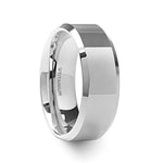 Load image into Gallery viewer, Mens Titanium Raised Center Beveled Edges Wedding Ring - Polished Finish Comfort Fit - 6mm 8mm Wide - Style name: CORONAL
