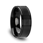 Load image into Gallery viewer, Mens Black Titanium Polished Dual Offset Grooves Wedding Ring - Brushed Finish Comfort Fit - 6mm 8mm Wide - Style name: WOLFGANG
