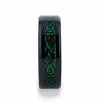 Load image into Gallery viewer, Mens Black Tungsten Green Background Inlaid Black Dragon Design Wedding Ring - Beveled Comfort Fit - 8mm Wide - Style name: ALLURE
