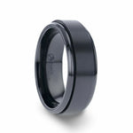 Load image into Gallery viewer, Mens Black Titanium Spinning Polished Base Wedding Ring - Brushed Center Comfort Fit - 8mm Wide - Style name: PHANTOM
