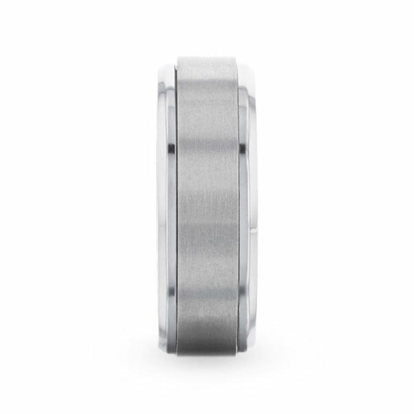 Mens Titanium Spinning Brushed Center Wedding Ring - Polished Beveled Comfort Fit - 8mm Wide - Style name: REBELLION
