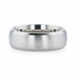 Load image into Gallery viewer, Mens Titanium Chrome-Plated Domed Brushed Center Wedding Ring - Polished Beveled Comfort Fit - 8mm Wide - Style name: DUSTIN
