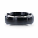 Load image into Gallery viewer, Mens Black Titanium Domed Wedding Ring - Beveled Polished Comfort Fit - 8mm Wide - Style name: SALEEN
