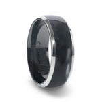 Load image into Gallery viewer, Mens Black Titanium Domed Wedding Ring - Beveled Polished Comfort Fit - 8mm Wide - Style name: SALEEN
