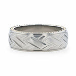 Load image into Gallery viewer, Mens Titanium Woven Pattern Yellow Gold Braided Edges Wedding Ring - Domed Comfort Fit - 8mm Wide - Style name: SATURN
