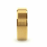Load image into Gallery viewer, Mens Titanium Gold-Plated Flat Brushed Center Wedding Ring - Beveled Polished Comfort Fit - 8mm Wide - Style name: RADIATE
