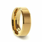 Load image into Gallery viewer, Mens Titanium Gold-Plated Flat Brushed Center Wedding Ring - Beveled Polished Comfort Fit - 8mm Wide - Style name: RADIATE

