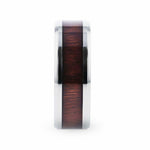 Load image into Gallery viewer, Mens Titanium Red Wood Inlaid Flat Wedding Ring - Polished Beveled Comfort Fit - 8mm Wide - Style name: SEQUIOA

