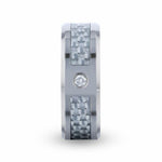 Load image into Gallery viewer, Mens Titanium Light Gray Carbon Fiber Diamond In The Squared Center Wedding Ring - Polished Beveled Comfort Fit - 8mm Wide - Style name: MAYBACH
