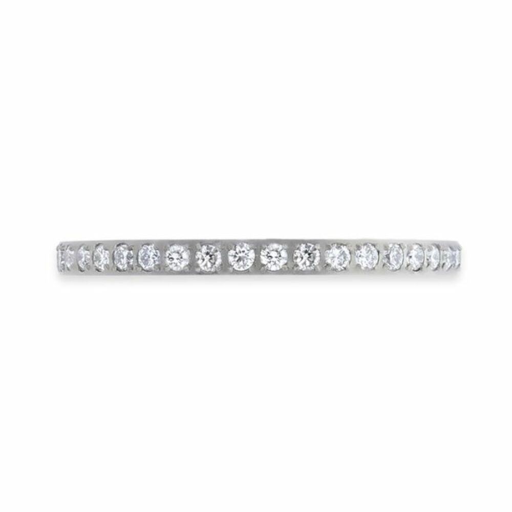 Womens Titanium Lab-Created White Diamonds Setting Eternity Wedding Ring - Flat Polished Comfort Fit - 2mm Wide - Style name: EMILIA